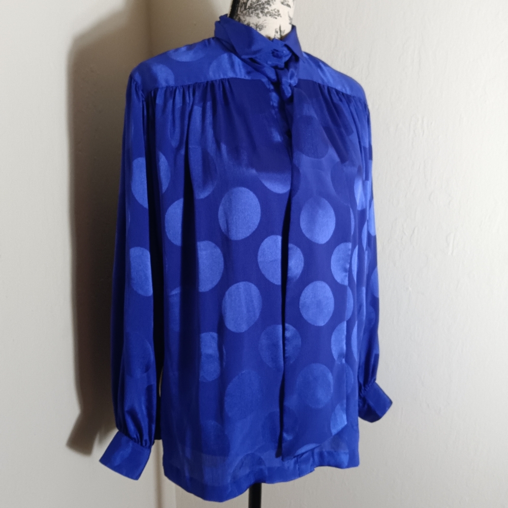 Vintage Liz Claiborne Blue Secretary Blouse